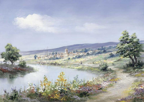 Lake way Black Ornate Wood Framed Art Print with Double Matting by Withaar, Reint