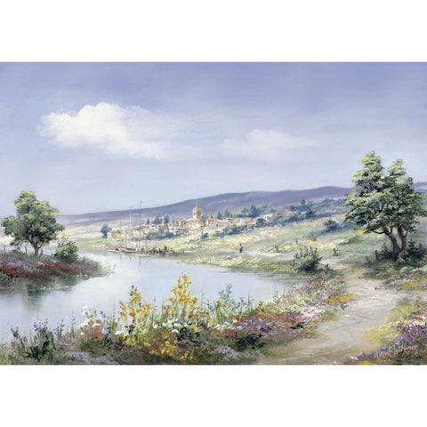 Lake way Gold Ornate Wood Framed Art Print with Double Matting by Withaar, Reint