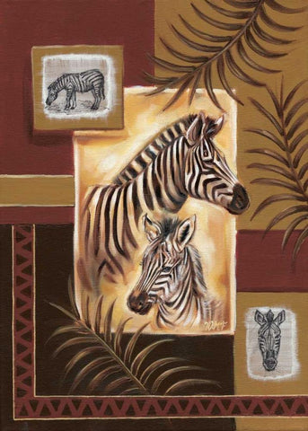 Zebras in Africa White Modern Wood Framed Art Print with Double Matting by Fields, Wendy