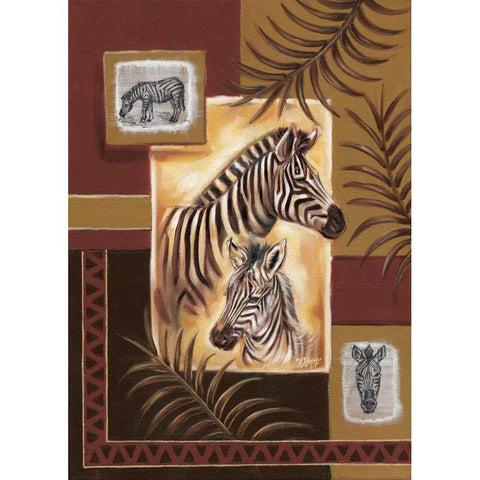 Zebras in Africa Gold Ornate Wood Framed Art Print with Double Matting by Fields, Wendy