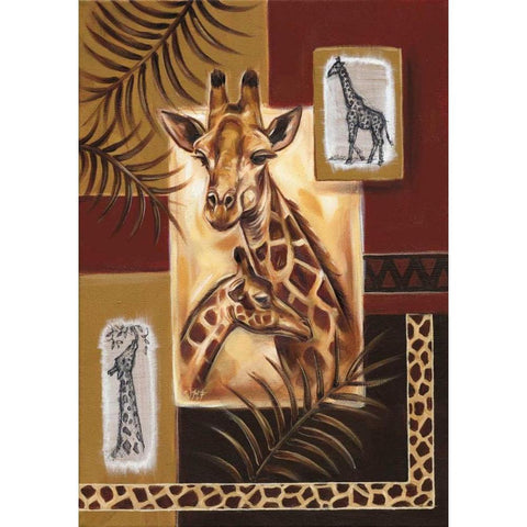 Giraffes in Africa Gold Ornate Wood Framed Art Print with Double Matting by Fields, Wendy