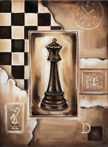 Chess Queen White Modern Wood Framed Art Print with Double Matting by Fields, Wendy