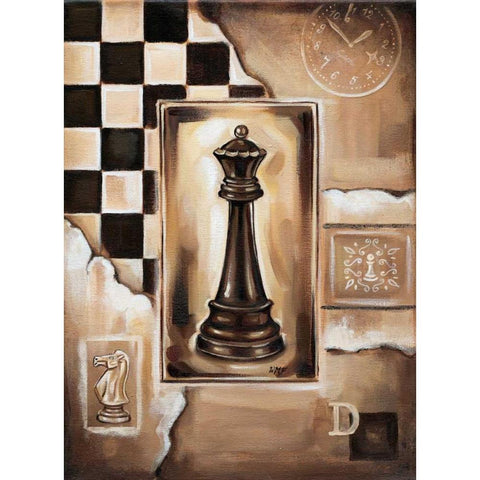 Chess Queen Gold Ornate Wood Framed Art Print with Double Matting by Fields, Wendy