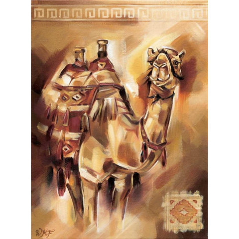 Camels I Gold Ornate Wood Framed Art Print with Double Matting by Fields, Wendy