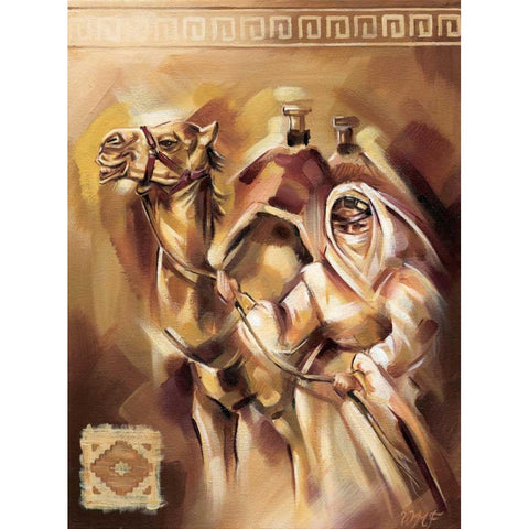 Camels II White Modern Wood Framed Art Print by Fields, Wendy