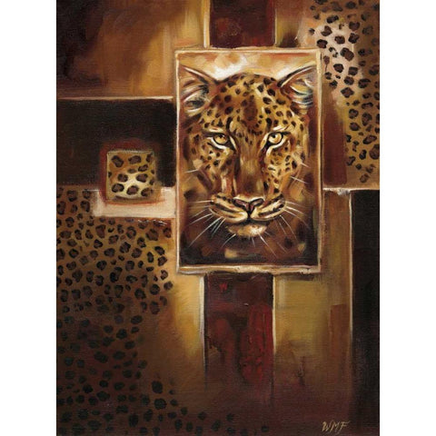 Leopards print White Modern Wood Framed Art Print by Fields, Wendy