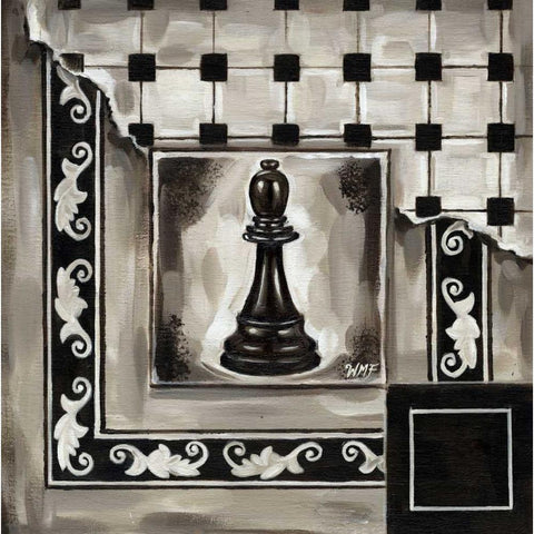 Chess II Black Modern Wood Framed Art Print with Double Matting by Fields, Wendy