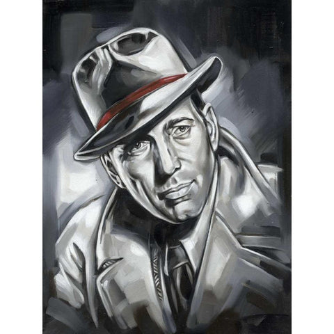 Humphrey Bogart White Modern Wood Framed Art Print by Fields, Wendy