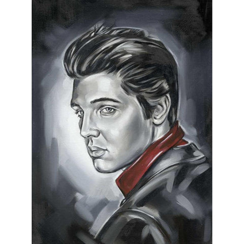 Elvis Presley White Modern Wood Framed Art Print by Fields, Wendy
