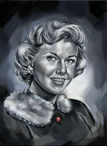 Doris Day Black Ornate Wood Framed Art Print with Double Matting by Fields, Wendy