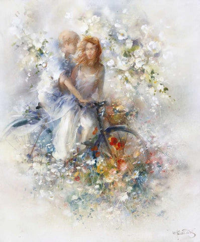 Spring Black Ornate Wood Framed Art Print with Double Matting by Haenraets, Willem