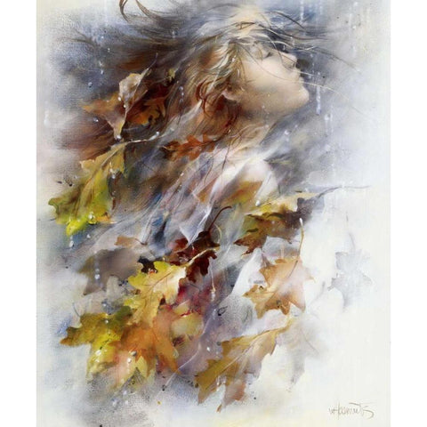 Autumn White Modern Wood Framed Art Print by Haenraets, Willem