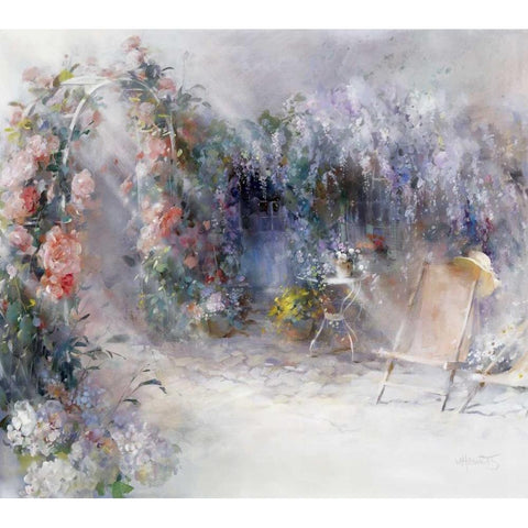 Roses and lilacs White Modern Wood Framed Art Print by Haenraets, Willem