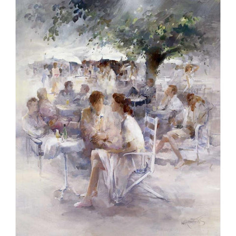 Happy hour White Modern Wood Framed Art Print by Haenraets, Willem