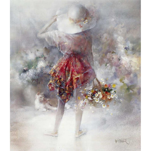 Flower-girl White Modern Wood Framed Art Print by Haenraets, Willem