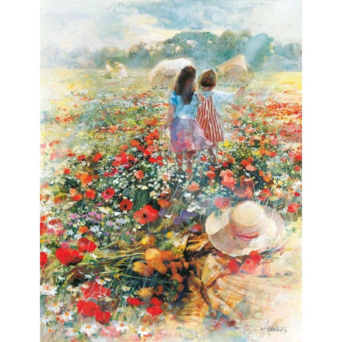 Summer of love Black Modern Wood Framed Art Print with Double Matting by Haenraets, Willem