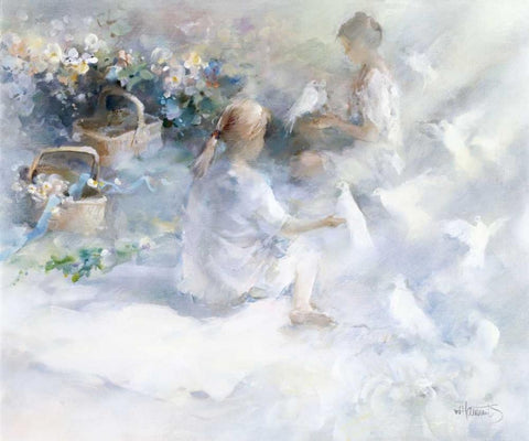 Sisters White Modern Wood Framed Art Print with Double Matting by Haenraets, Willem