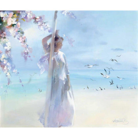 The beach Black Modern Wood Framed Art Print with Double Matting by Haenraets, Willem