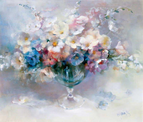 Crystal flowers White Modern Wood Framed Art Print with Double Matting by Haenraets, Willem