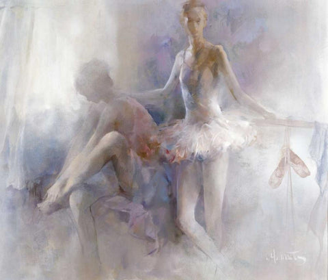 Ballet-girls Black Ornate Wood Framed Art Print with Double Matting by Haenraets, Willem