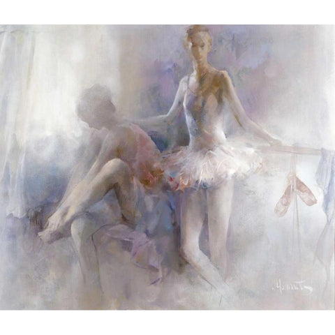 Ballet-girls Gold Ornate Wood Framed Art Print with Double Matting by Haenraets, Willem