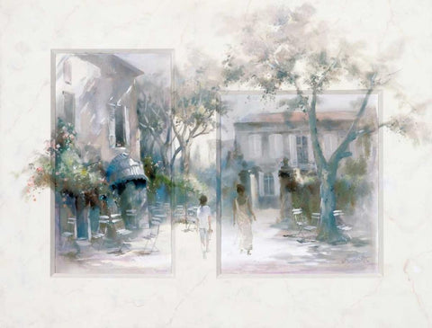 Taking a stroll White Modern Wood Framed Art Print with Double Matting by Haenraets, Willem