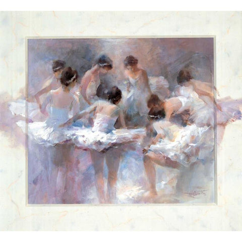 Ballarinas Gold Ornate Wood Framed Art Print with Double Matting by Haenraets, Willem