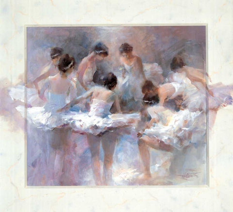 Ballarinas Black Ornate Wood Framed Art Print with Double Matting by Haenraets, Willem