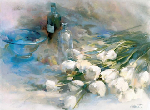 Adagio White Modern Wood Framed Art Print with Double Matting by Haenraets, Willem