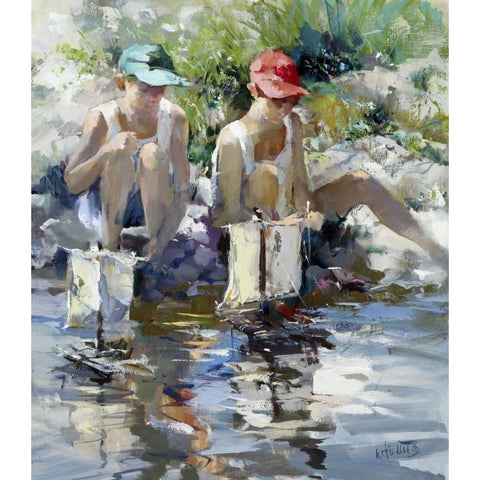 Boys White Modern Wood Framed Art Print by Haenraets, Willem