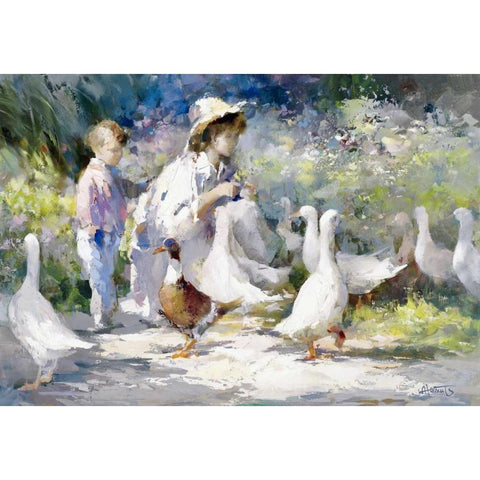 Feeding time White Modern Wood Framed Art Print by Haenraets, Willem