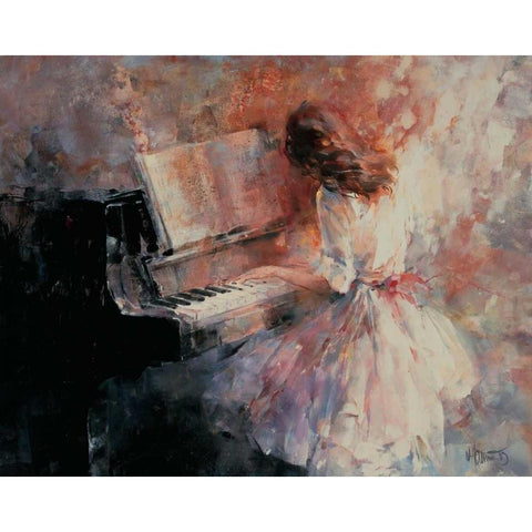 Romantic rhythm Black Modern Wood Framed Art Print with Double Matting by Haenraets, Willem