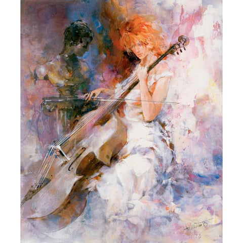 Musical moments White Modern Wood Framed Art Print by Haenraets, Willem