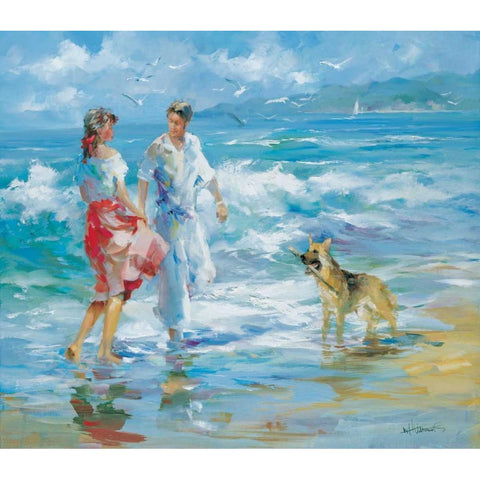 Happy family I White Modern Wood Framed Art Print by Haenraets, Willem