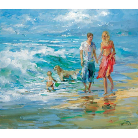 Happy family II Gold Ornate Wood Framed Art Print with Double Matting by Haenraets, Willem