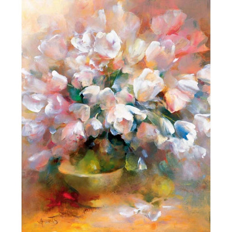 Sparkling white tulips II Black Modern Wood Framed Art Print with Double Matting by Haenraets, Willem