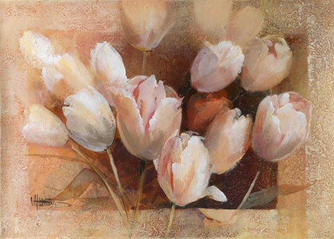 Theas tulips for you White Modern Wood Framed Art Print with Double Matting by Haenraets, Willem