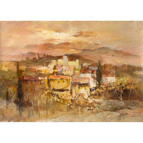 Italian village I Gold Ornate Wood Framed Art Print with Double Matting by Haenraets, Willem