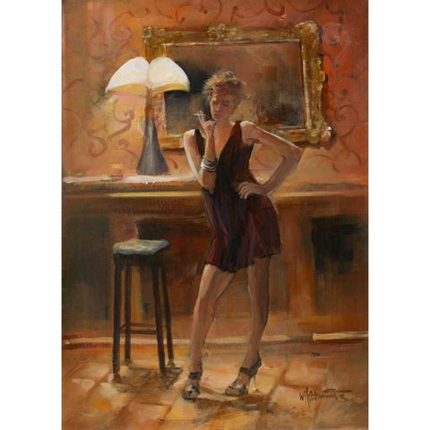 Relaxing at home Black Modern Wood Framed Art Print with Double Matting by Haenraets, Willem