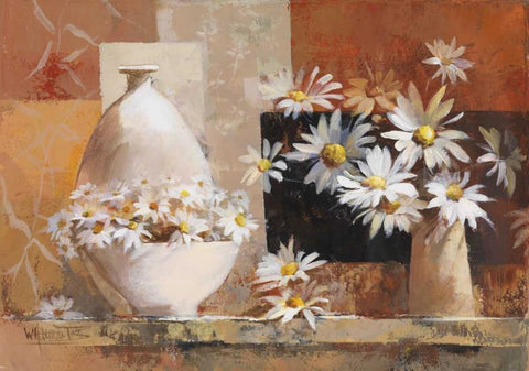 Vintage flowers II White Modern Wood Framed Art Print with Double Matting by Haenraets, Willem