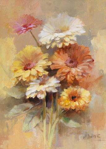 Floral bouquet I White Modern Wood Framed Art Print with Double Matting by Haenraets, Willem