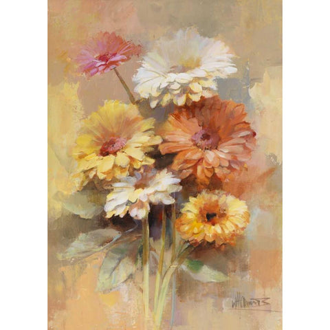 Floral bouquet I White Modern Wood Framed Art Print by Haenraets, Willem