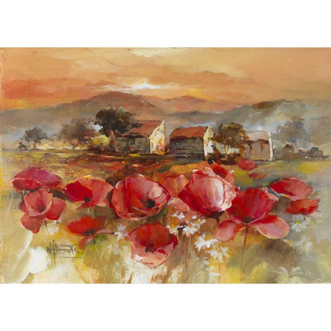 Toscanic romance II Black Modern Wood Framed Art Print with Double Matting by Haenraets, Willem