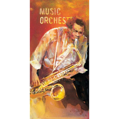 Jazz 2 White Modern Wood Framed Art Print by Haenraets, Willem