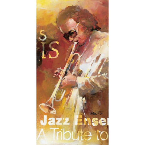 Jazz 3 Black Modern Wood Framed Art Print with Double Matting by Haenraets, Willem