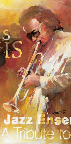 Jazz 3 Black Ornate Wood Framed Art Print with Double Matting by Haenraets, Willem