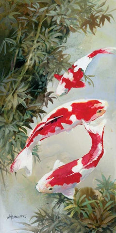 Koi 1 White Modern Wood Framed Art Print with Double Matting by Haenraets, Willem