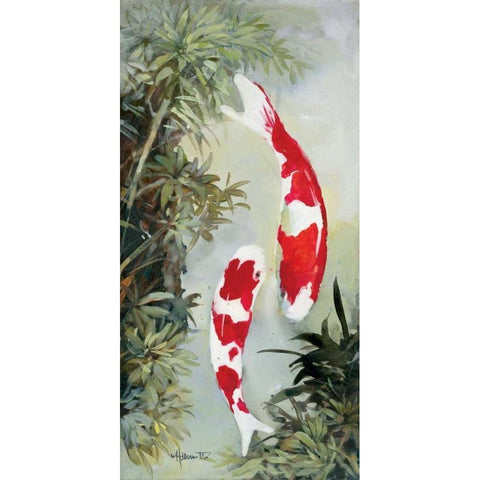 Koi 2 Black Modern Wood Framed Art Print with Double Matting by Haenraets, Willem