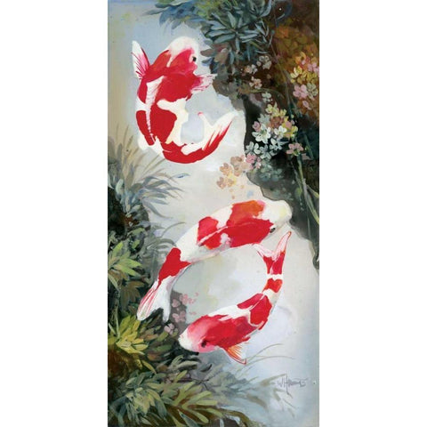 Koi 3 White Modern Wood Framed Art Print by Haenraets, Willem