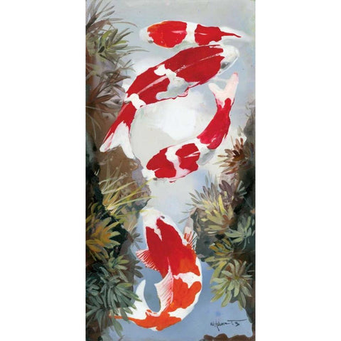 Koi 4 White Modern Wood Framed Art Print by Haenraets, Willem